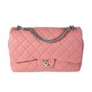 Chanel Pink Quilted Lambskin Bijoux Chain Jumbo Single Flap Bag